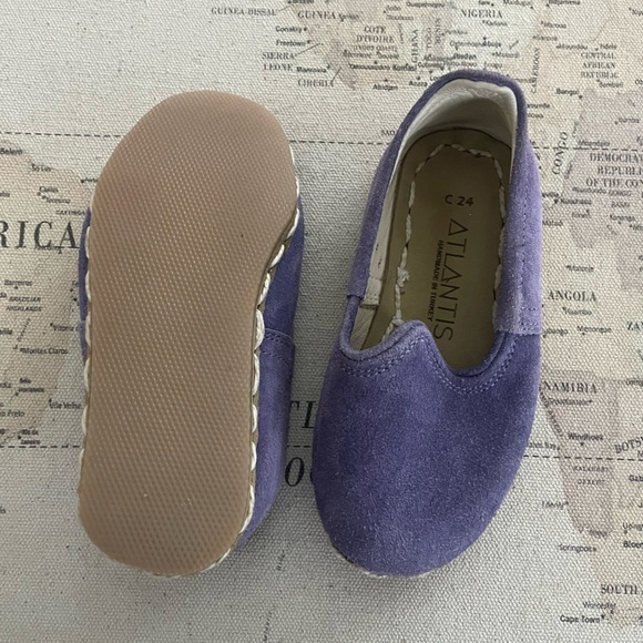 Atlantis Barefoot Shoes - Natural Leather Purple Suede Children’s Size C 24 NWOT - Picture 2 of 8